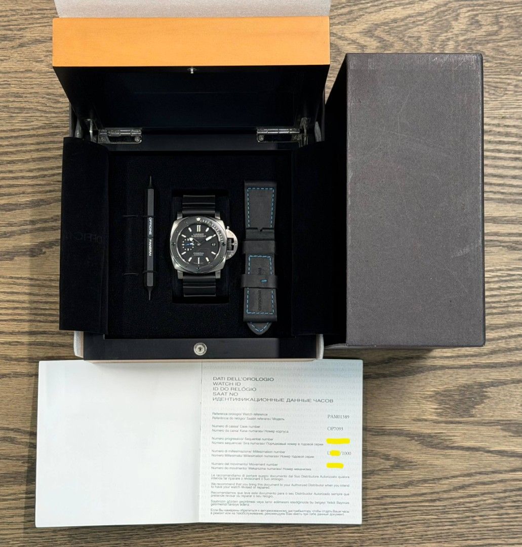 🔥VALUE🔥 Panerai PAM01389 Luminor Submersible Amagnetic Automatic Black Dial Titanium 47mm 2018 Full Set Like New Pam1389 (Category: Watches) located in Singapore. Submitted by gdtimepieces (Listing ID 1458339481, Image 8). Description: ** Open to trades up/down! ** ** Shop Based ** Hi all, up for sales today is a Panerai PAM01389 Luminor Submersible Amagnetic. A seriously cool and uncommon Submersible, featuring a striking ceramic bezel that gi