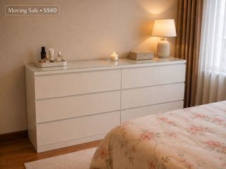 IKEA MALM 6-Drawer Chest with Glass Top | Moving Sale | S$80