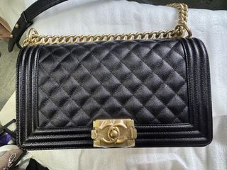 Chanel Boy black gold  caviar