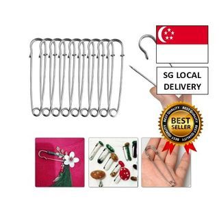 [FREE 🚚] 10PCS Stainless Steel Big Jumbo Safety Pin Blanket Crafting DIY for Wedding Bouquet Brooch Decoration Accessories