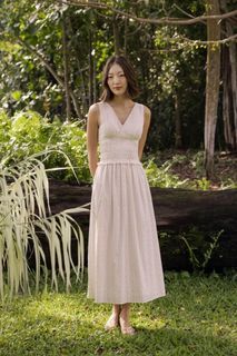 Lovet Mira V-Neck Eyelet Trim Maxi Dress [Flora]