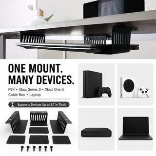 3-Piece Under Desk Laptop Keyboard Holder Mount | Undermount Storage Brackets for Notebook & Slim Devices Up to 4.8cm