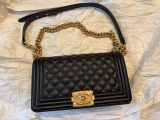 Chanel Black Quilted Boy Bag Gold Hardware