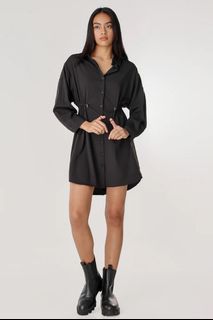 DEVON PARACHUTE BUTTON SHIRT DRESS (BLACK)