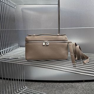 Loro Piana L19 Extra Pocket Grained calfskin Warm Mastic Antique Silver hardware