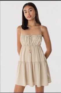 Lovet bead of my heart tiered babydoll dress (wheat)
