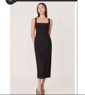 Lovet Larina Padded Square Neck Back Slit Midaxi Dress , Brown M