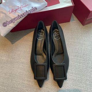 Roger Vivier Viv' in the City Sheepskin Slip-on Ballet Flats Casual Shoes, Black