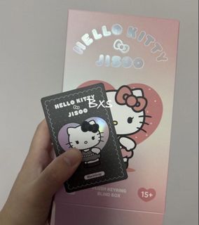 Sealed foil authentic hello kitty x jisoo soft toy plush plushie keychain bag charm keyring - black gray