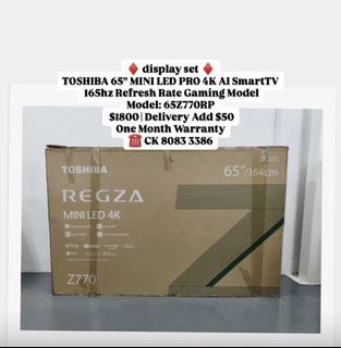 ♦️ TOSHIBA 65” MINI LED PRO 4K AI SmartTV  165hz Refresh Rate Gaming Model Model: 65Z770RP | display set 65 inch smart television gaming model ☎️ CK 8083 3386