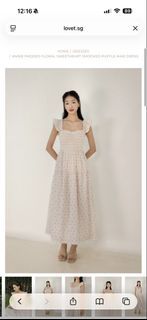 Lovet ANNIE PADDED FLORAL SWEETHEART SMOCKED RUFFLE MAXI DRESS