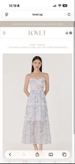 LOVET Botanical Padded Floral Lace Trim Tiered Midaxi Dress