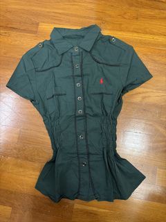 Polo y2k cinched collared top