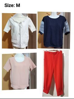 Size M collection:  Tops (white, navy, coral pink), skirt and 1 red Pants