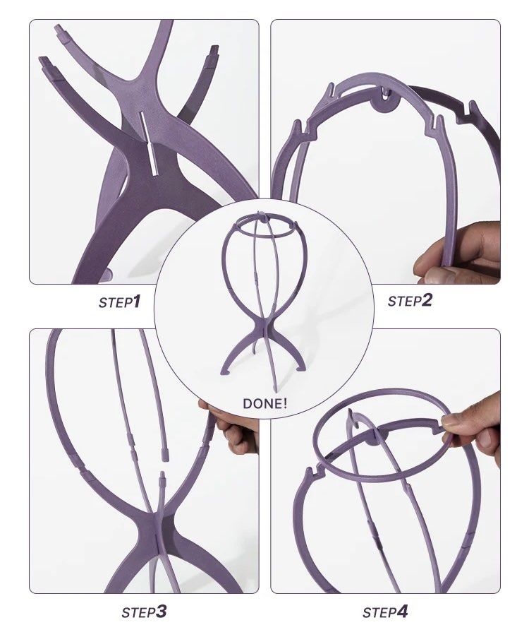 Wig Stand and Wig Cap Net Cosplay Drag Halloween Purple Blue Black (Category: Hair) located in Singapore. Submitted by spoingus (Listing ID 1452742033, Image 5). Description: - Wig stand available for drying, styling, and storage. - Helps maintain wig shape and longevity. - Includes multiple black wig cap net for securing natural hair. - Ideal for cosplay, drag, Halloween, and everyday wig use. - Essential accessory for any wig enthusiast. - Chat