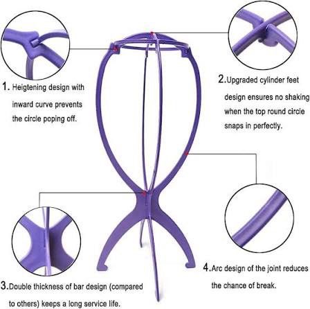 Wig Stand and Wig Cap Net Cosplay Drag Halloween Purple Blue Black (Category: Hair) located in Singapore. Submitted by spoingus (Listing ID 1452742033, Image 6). Description: - Wig stand available for drying, styling, and storage. - Helps maintain wig shape and longevity. - Includes multiple black wig cap net for securing natural hair. - Ideal for cosplay, drag, Halloween, and everyday wig use. - Essential accessory for any wig enthusiast. - Chat