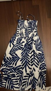 H&M blue and white dress botanical design