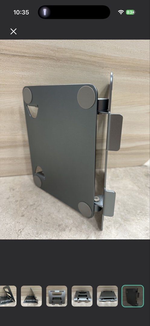 Adjustable Aluminum Laptop Stand - Grey (Category: Mounts & Holders) located in Singapore. Submitted by polarbear6043 (Listing ID 1454048047, Image 9). Description: Like new. Collect at AMK Ave 5 Blk 602 / Lentor MRT / YCK MRT Free delivery for selected locations. Dimensions: 26.5cm(Length) × 22cm (Breadth) Price Negotiable..