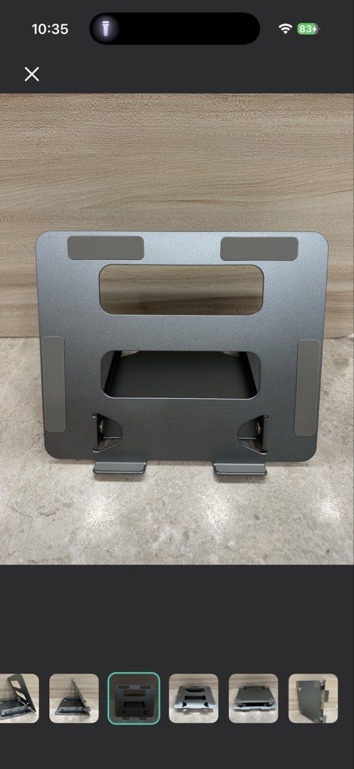 Adjustable Aluminum Laptop Stand - Grey (Category: Mounts & Holders) located in Singapore. Submitted by polarbear6043 (Listing ID 1454048047, Image 7). Description: Like new. Collect at AMK Ave 5 Blk 602 / Lentor MRT / YCK MRT Free delivery for selected locations. Dimensions: 26.5cm(Length) × 22cm (Breadth) Price Negotiable..