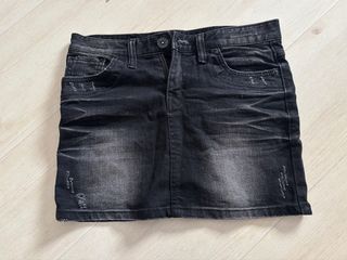 black grunge denim skirt