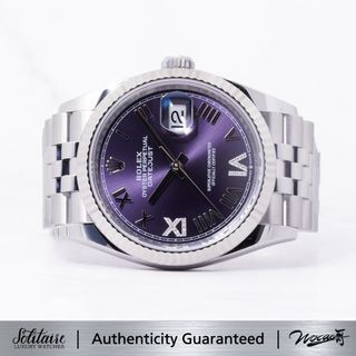 JULY 2026 BRAND NEW Rolex Datejust Aubergine Roman VI & IX Diamond Dial Jubilee 36mm 126234 (White Tag)(Partial Factory Stickers)