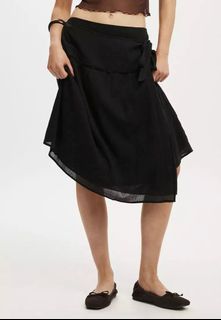 Cotton On Black Wrap Skirt Midi Length