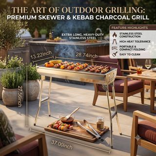 Foldable Stainless Steel BBQ Charcoal Grill (Fits 5 to 18 Pax) Premium Portable & Reusable