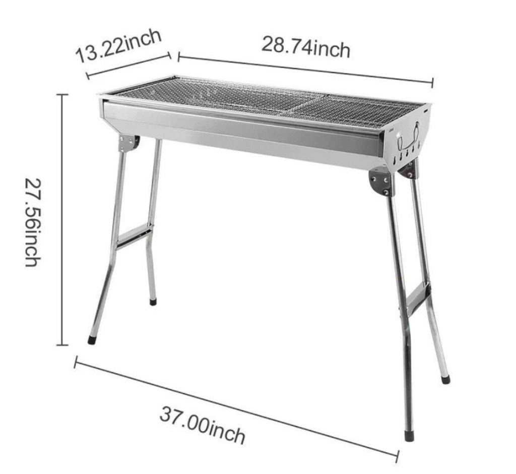 Foldable Stainless Steel BBQ Charcoal Grill (Fits 5 to 18 Pax) Premium Portable & Reusable (Category: BBQ, Grills & Hotpots) located in Singapore. Submitted by _avenor_ (Listing ID 1454237274, Image 2). Description: Level up your outdoor gatherings, BBQ parties, and camping trips with this heavy-duty, ultra-portable stainless steel charcoal grill! Large enough to easily serve groups of 5 to 18 people, yet lightweight and compact enough to carry a
