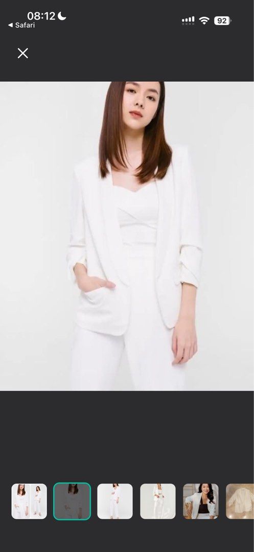 LB Maisel Shawl Blazer in White (Category: Coats, Jackets and Outerwear) located in Singapore. Submitted by chasingwithdreams (Listing ID 1454189516, Image 2). Description: BNWT SIZE M.