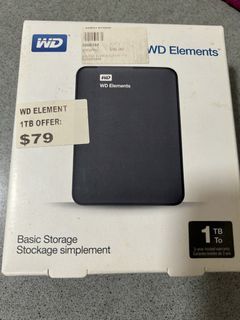 WD Elements 1TB Basic Portable External Hard Drive