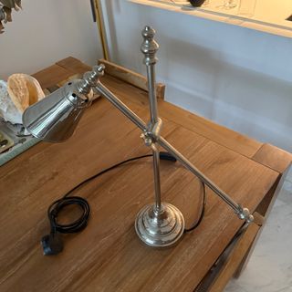 Adjustable Silver Desk Lamp with Swing Arm