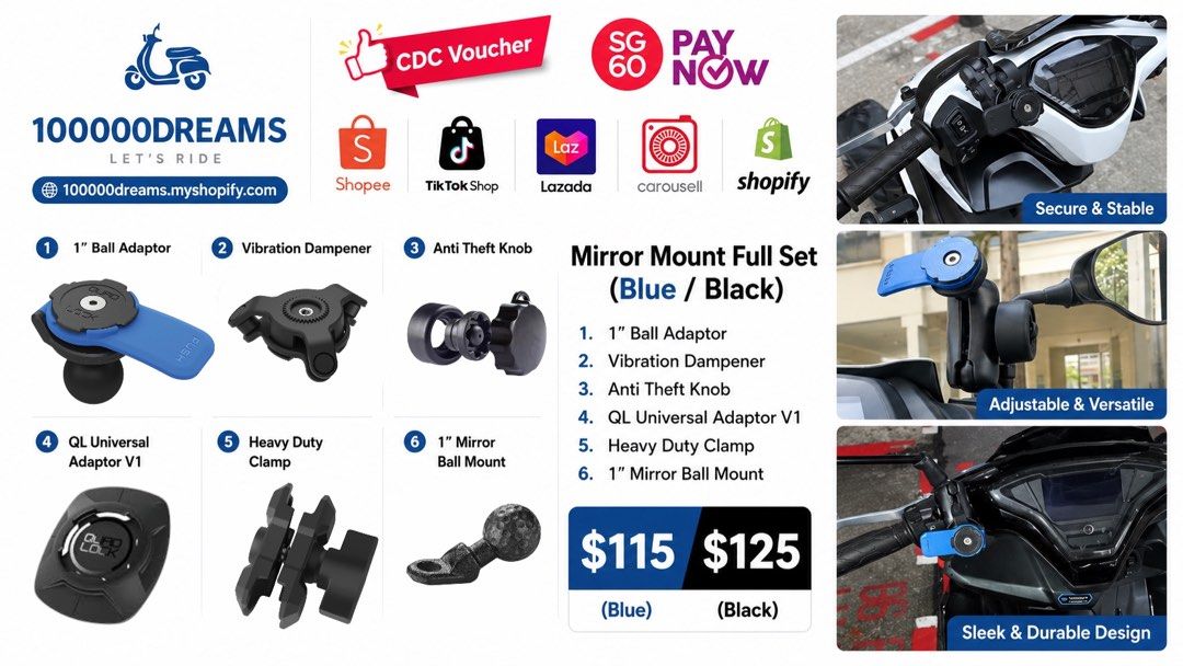 (CDC VOUCHER ✅) QUADLOCK - XMAX V1 V2 V3 2025 NMAX V2 TURBO HANDPHONE MOUNT FOR MOTORCYCLE BICYCLE Yamaha XMAX V1/V2, NMAX V2, R15, XSR, Honda CB400, CBR, ADV, XADV, SYM and more. (Category: Motorcycle Accessories) located in Singapore. Submitted by 100000dreams (Listing ID 1366486279, Image 10). Description: ✅ 100% Authentic QuadLock | With Official Warranty ✨ Don't settle for fakes — all our QuadLock products are guaranteed authentic and come w