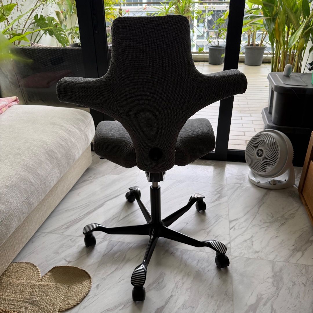 HAG Capisco 8106 Ergonomic Grey Chair Steelcut Trio 153 Grey Sewing Wheels (Category: Chairs) located in Singapore. Submitted by wlshr (Listing ID 1454453361, Image 3). Description: Originally purchased from W.Atelier for SGD1.5k. Excellent condition. Very well cared for. The fabric chosen for this Capisco is steelcut trio which is extremely durable. Upholstery: Steelcut Trio 153 Grey Sewing Thread: Standard Colour Metal: Black Footbase: Alu G3 C