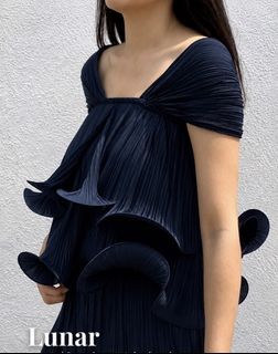 Innit Bangkok Pleated lunar Ruffle Top in midnight issey miyake reformation Ong Shanmugam the missing piece tmp  IGS doublewoot asos Zara ginlee Claude the form Zara H&M  lovebonito love and bravery lab hvv tcl asos Sabrina Goh 