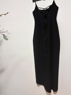 Private Label Black Lace-Up Back Midi Dress