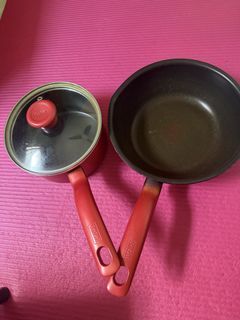 Tefal Red Saucepan and Frying Pan Set