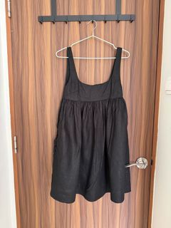 AERE Black linen dress