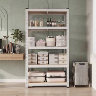 ⚖️ Home Display Cabinet Home Tall Industrial Furniture | Multilayer Multi Storage Sturdy Home Cabinet Furniture | Modern Minimalistic Industrial Aesthetic Iron Steel Storage Cabinet Display Furniture