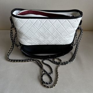 Chanel Gabrielle White Distressed Calfskin  Medium (Large)