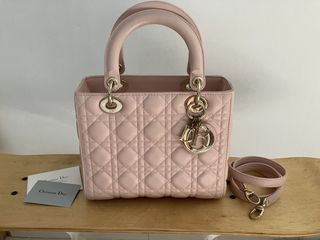 Christian Dior Lady Dior Pink Leather Medium Handbag