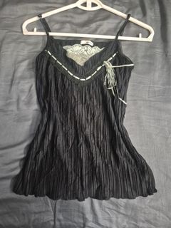 Dark coquette black ribbon camisole fatal frame horror game aesthetic grunge alt harajuku y2k