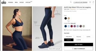 Brand New, Unworn Alo Yoga AirLift HW7/8 Line Up Legging Navy
