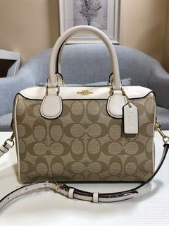Coach Bennett Satchel Signature Khaki White Crossbody Handbag