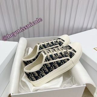 DIOR Walk'n'Dior Oblique platform shoes, comfortable and versatile, low-top canvas shoes, blue.