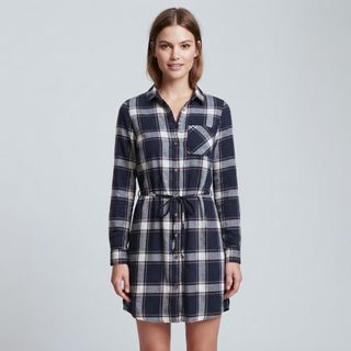 H&M Navy Blue Plaid Dress
