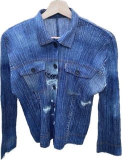 RARE Pleats Please Denim Indigo Jacket L-XL