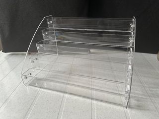 Brand New 5 levels tiers acrylic rack transparent product display public garden flea market bazaar booth funko mystery minis epl pokemon magic the gathering card figural keyring amulet perfume sunglass toy outpost hako mcd happy meal toy ted popmart cpcm