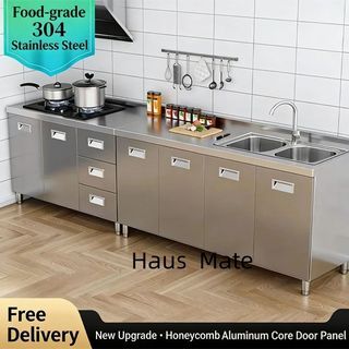 Kitchen Cabinet+Sink:CG12/Whole Container 304 Stainless Steel Top Kitchen Cabinet