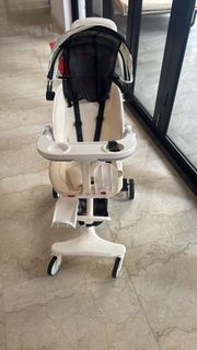 White Baby Stroller with Canopy and Tray