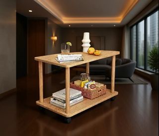 Bedside Or Angle Rolling Table | Space-Saving Desk For Sleeping area Or Couch | Small Side Desk With Storage | Mini Lounge Tabletop With Wheels | Multi-Use Rolling Shelf | Small Mobile Tea Table For Home Use | ID 081